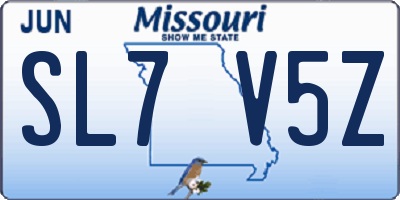 MO license plate SL7V5Z
