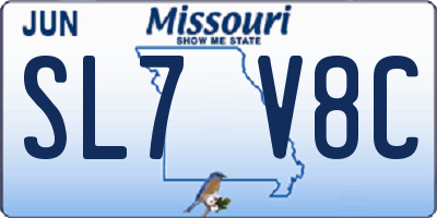 MO license plate SL7V8C