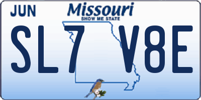 MO license plate SL7V8E