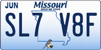 MO license plate SL7V8F