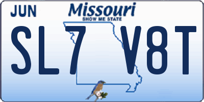 MO license plate SL7V8T