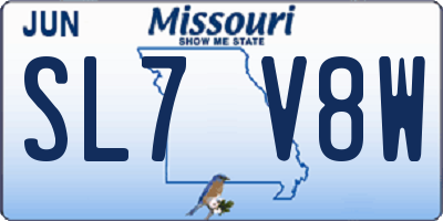 MO license plate SL7V8W