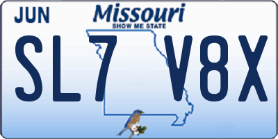 MO license plate SL7V8X