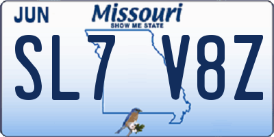 MO license plate SL7V8Z