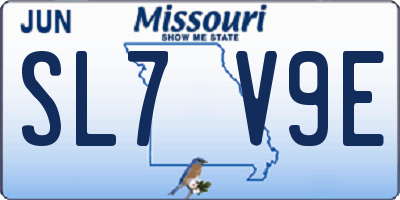 MO license plate SL7V9E