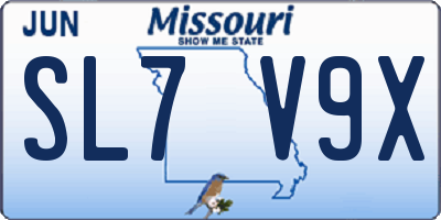 MO license plate SL7V9X