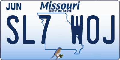 MO license plate SL7W0J