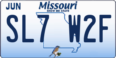 MO license plate SL7W2F