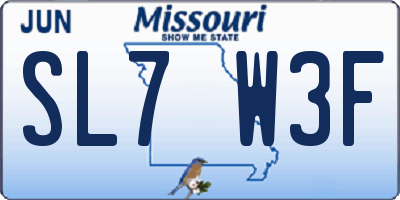 MO license plate SL7W3F