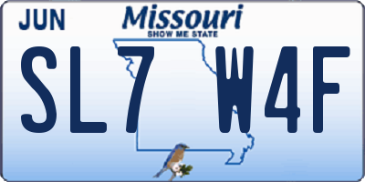 MO license plate SL7W4F