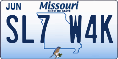MO license plate SL7W4K