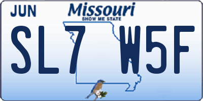 MO license plate SL7W5F