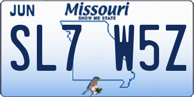 MO license plate SL7W5Z