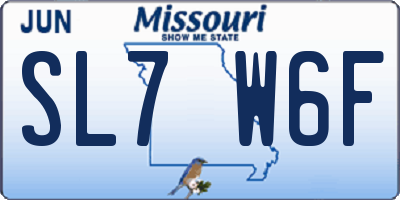 MO license plate SL7W6F
