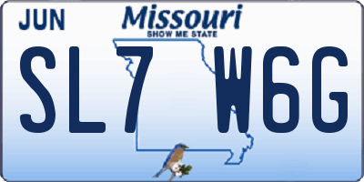 MO license plate SL7W6G