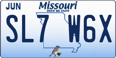 MO license plate SL7W6X