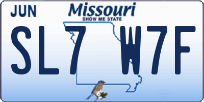 MO license plate SL7W7F