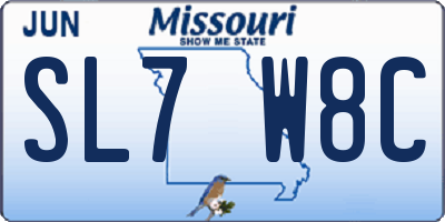 MO license plate SL7W8C