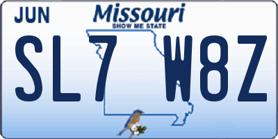 MO license plate SL7W8Z