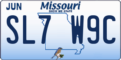 MO license plate SL7W9C