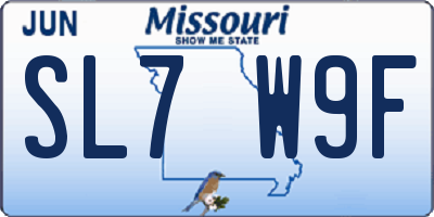 MO license plate SL7W9F