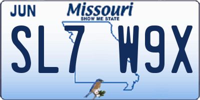 MO license plate SL7W9X