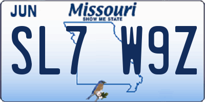 MO license plate SL7W9Z