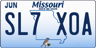 MO license plate SL7X0A