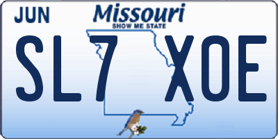 MO license plate SL7X0E