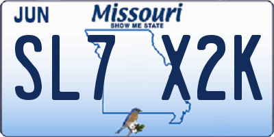 MO license plate SL7X2K