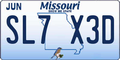 MO license plate SL7X3D