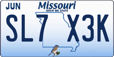 MO license plate SL7X3K