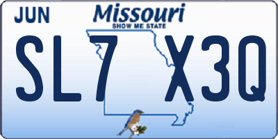 MO license plate SL7X3Q