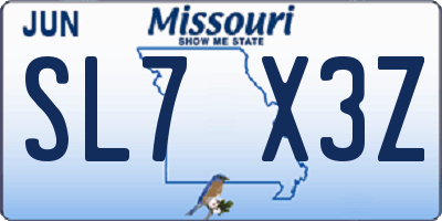 MO license plate SL7X3Z