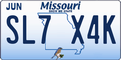 MO license plate SL7X4K