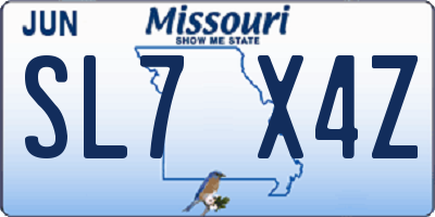 MO license plate SL7X4Z