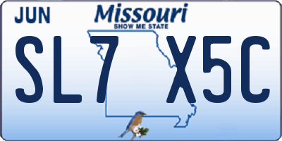 MO license plate SL7X5C