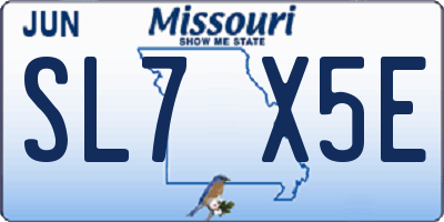 MO license plate SL7X5E