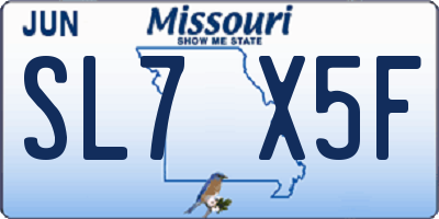 MO license plate SL7X5F