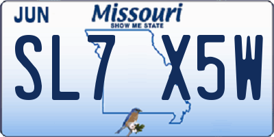 MO license plate SL7X5W