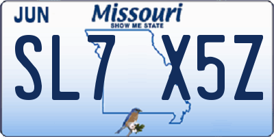 MO license plate SL7X5Z