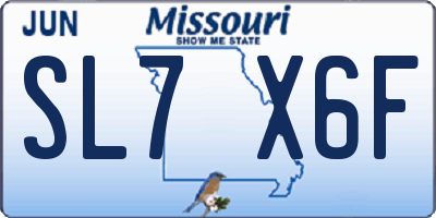 MO license plate SL7X6F