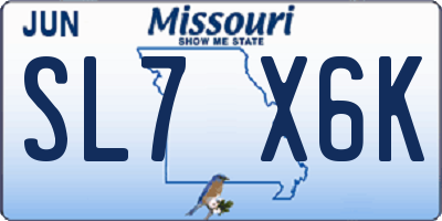 MO license plate SL7X6K