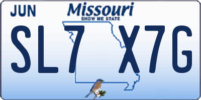 MO license plate SL7X7G
