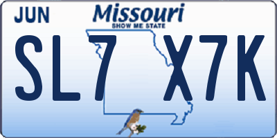 MO license plate SL7X7K