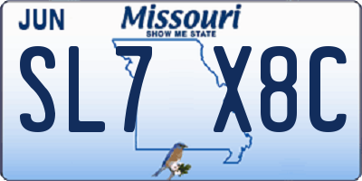 MO license plate SL7X8C