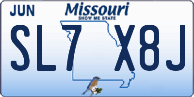 MO license plate SL7X8J