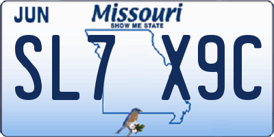 MO license plate SL7X9C