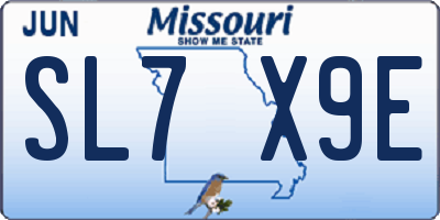 MO license plate SL7X9E