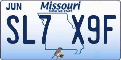MO license plate SL7X9F